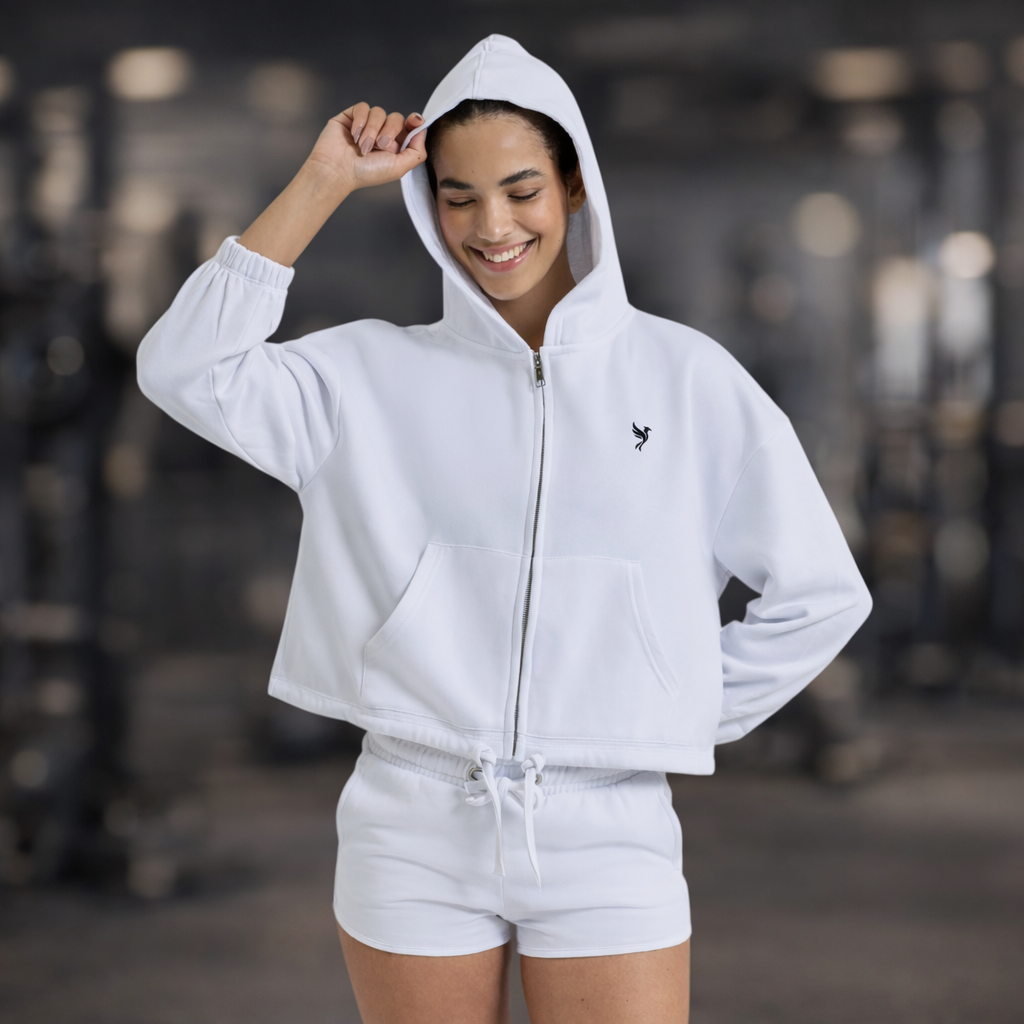 Cropped Oversized Full-Zip Hoodie